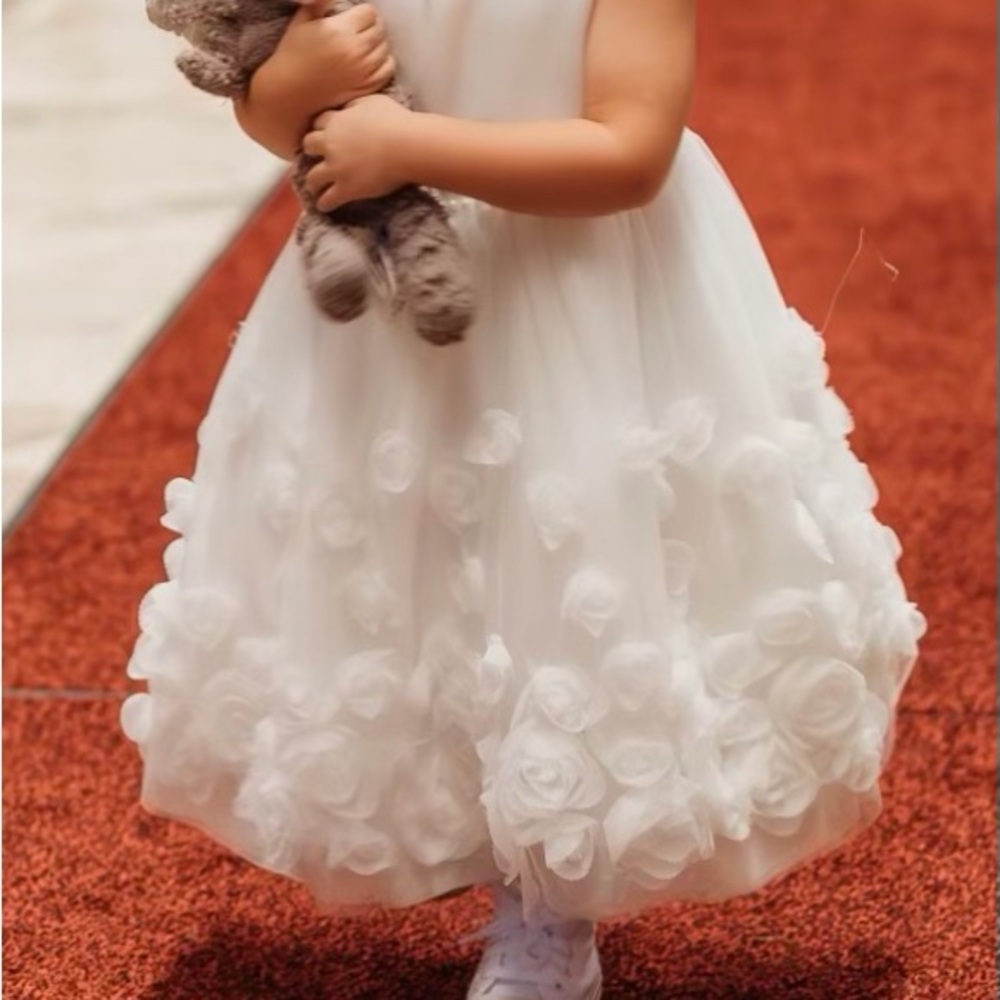 White Floral Flower Girl Dress